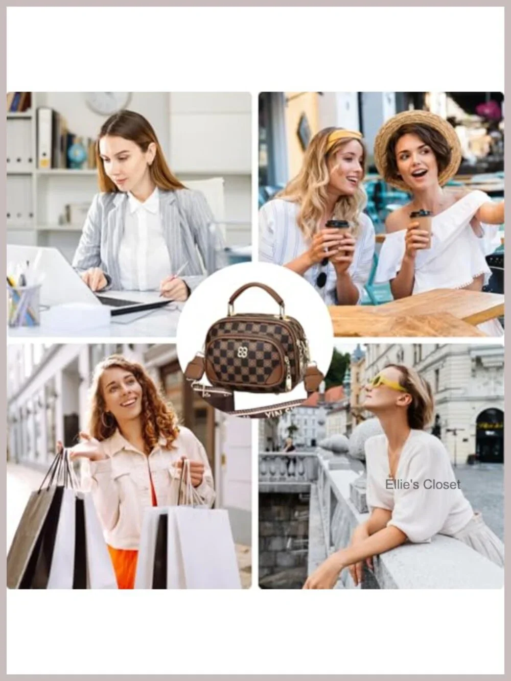 Retro Letter Print PU Leather Satchel Crossbody Bag Women Multi-Pocket Handbag